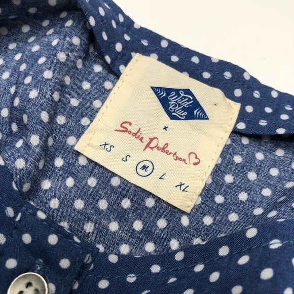 Wild Blue X Sadie Robertson Blue White Polka Dot Button Front Tank Summery Dress - Picture 2 of 14
